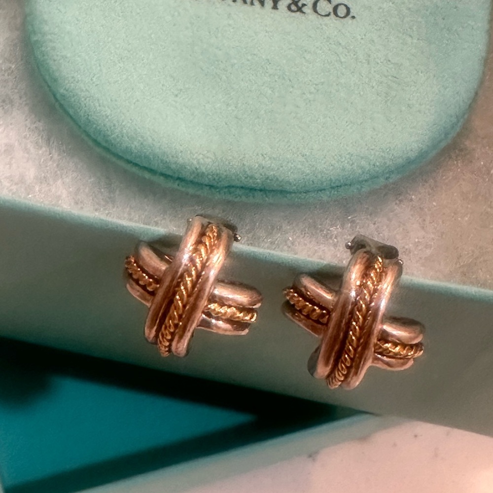 Tiffany & Co. Gold and Silver Knot Earrings